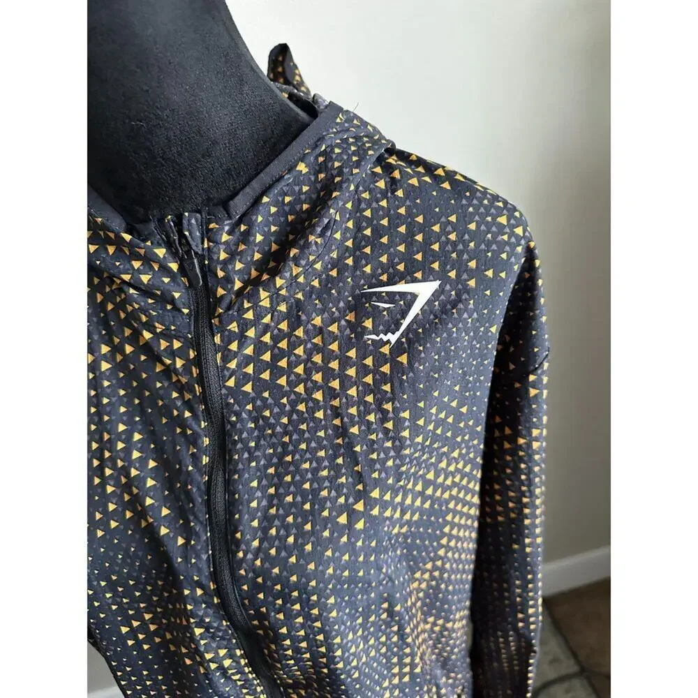 GYMSHARK Sports Hooded Windbreaker Jacket in Navy Size M